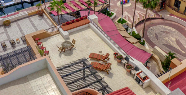 Overhead view of terraces at Penthouse 360