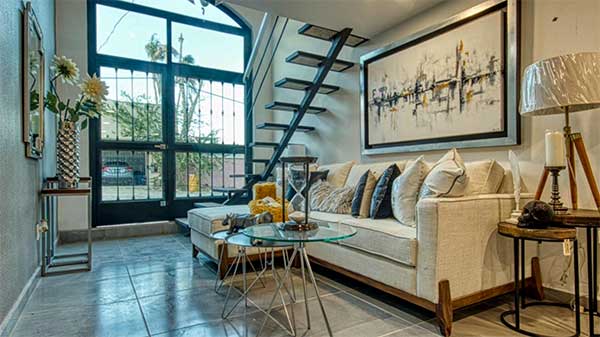 Interior of one bedroom loft condo